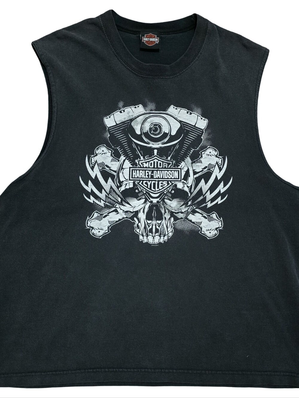 Harley Davidson Grunge Muscle Shirt Tank Top Engine Skull & Crossbones XL